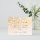 Vielen Dank Note Sweet 16 Gold Bokeh Sparkle Light Postkarte (Stehend Vorderseite)