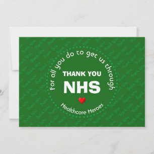 Vielen Dank Nurses NHS Healthcare Heroes GREEN Dankeskarte