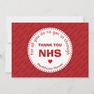 Vielen Dank Nurses NHS Healthcare Heroes RED Dankeskarte