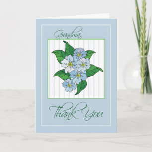 Vielen Dank, Oma mit Blue Flowers Illustration Dankeskarte