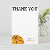 Vielen Dank Orange Basketball Sports Kids Dankeskarte (Stehend Vorderseite)