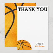 Vielen Dank Orange Basketball Sports Kids Dankeskarte (Vorne/Hinten)