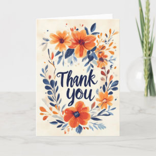Vielen Dank, Orange Blue Blume Feiertagskarte