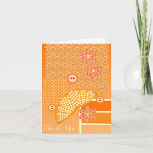 Vielen Dank Orange Patchwork Dekorative Scrapbook Dankeskarte (Vorderseite)