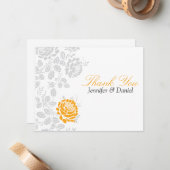 Vielen Dank, Orange und Grau Damask Mitteilungskarte (Vorderseite/Rückseite Beispiel)