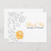 Vielen Dank, Orange und Grau Damask Mitteilungskarte (Vorne/Hinten)