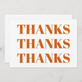 Vielen Dank, orange weiße Thankgiving-Karte (Vorne/Hinten)