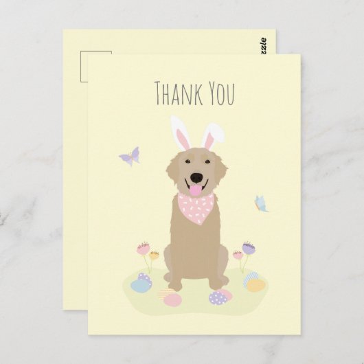 Vielen Dank Osterhase Golden Retriever Postkarte (Vorne/Hinten)
