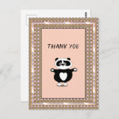 Vielen Dank Panda Bear Rose Gold Frame Floral Postkarte (Vorne/Hinten)