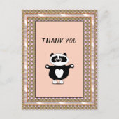 Vielen Dank Panda Bear Rose Gold Frame Floral Postkarte (Vorderseite)