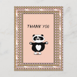 Vielen Dank Panda Bear Rose Gold Frame Floral Postkarte