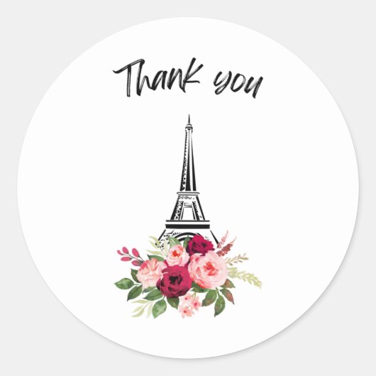 Vielen Dank, Paris Rose Runder Aufkleber (Vorderseite)