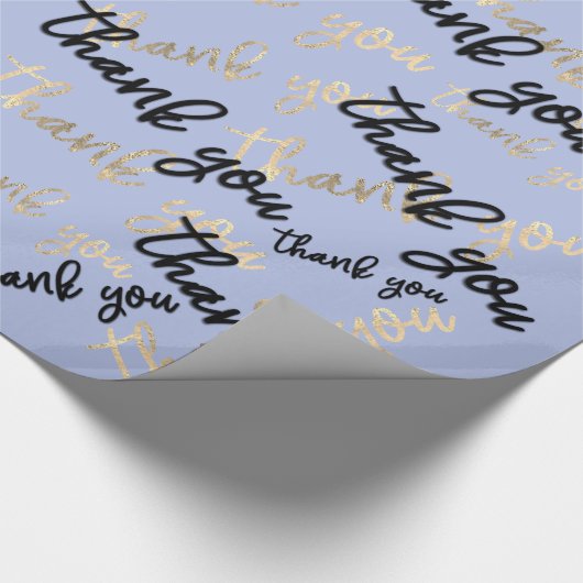Vielen Dank Pastel Blue Gold Caligraphy Script Geschenkpapier (Ecke)