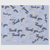 Vielen Dank Pastel Blue Gold Caligraphy Script Geschenkpapier (Flach)