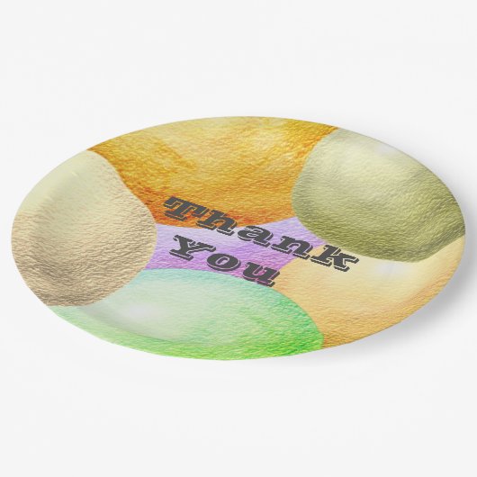 Vielen Dank Pastel Circles Party Wertschätzung Pappteller (Schrägansicht)