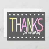 Vielen Dank Pastel farbiger Text auf grauem Minima Postkarte (Vorne/Hinten)