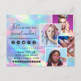 Vielen Dank Pastel Rainbow Swash Chic Logo 4-Foto Postkarte