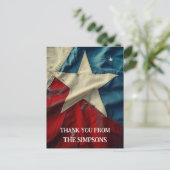 Vielen Dank Patriotic Red White Blue Lone Star Postkarte (Stehend Vorderseite)