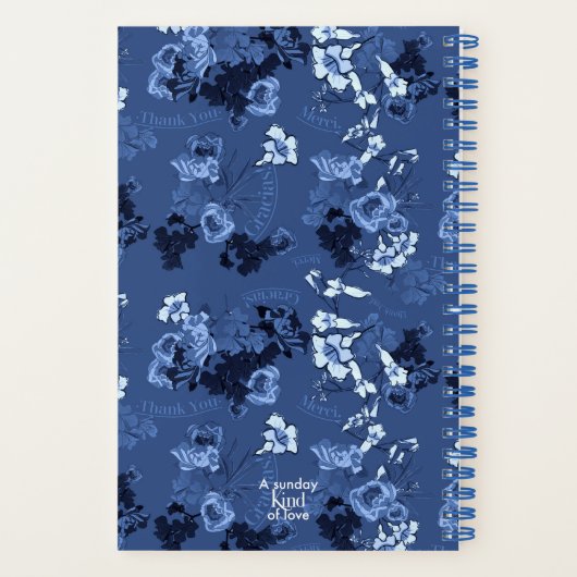 Vielen Dank Pattern Blue Notizblock (Rückseite)