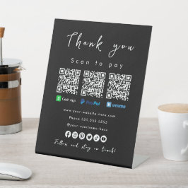 Vielen Dank Paypal Cash App Venmo Black Sockelschild