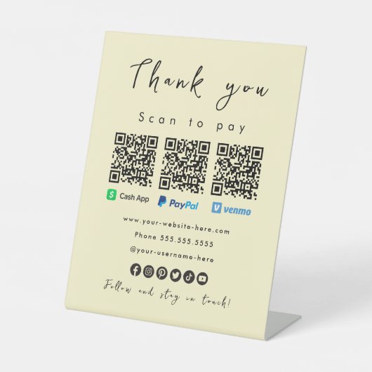 Vielen Dank Paypal Cash App Venmo Soft Groovy Sockelschild (Vorderseite)