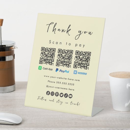 Vielen Dank Paypal Cash App Venmo Soft Groovy Sockelschild (In SItu)