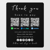 Vielen Dank Paypal Venmo Cash App Qr Code Black Fensteraufkleber (Blatt)