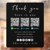 Vielen Dank Paypal Venmo Cash App Qr Code Black Fensteraufkleber (Blatt 2)