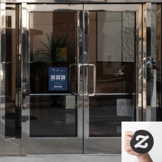 Vielen Dank Paypal Venmo Cash App Qr Code Navy Blu Fensteraufkleber (Büro Tür)