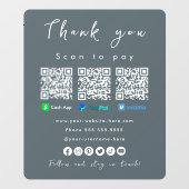 Vielen Dank Paypal Venmo Cash App Qr Code Navy Fensteraufkleber (Blatt)