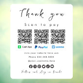 Vielen Dank Paypal Venmo Cash App Qr Code Weiß Fensteraufkleber (Blatt 3)
