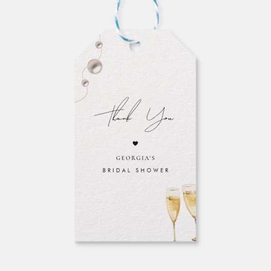 Vielen Dank Pearls Prosecco Champagne Brautparty Geschenkanhänger (Rückseite)