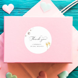 Vielen Dank Pearls und Prosecco Brautparty Runder Aufkleber