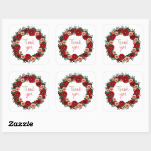 Vielen Dank, Personalisierte Blume Postage Quadratischer Aufkleber