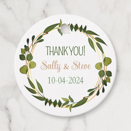 Vielen Dank, personalisierte Gastgeschenk Hochzeit Geschenkanhänger (Vorderseite)