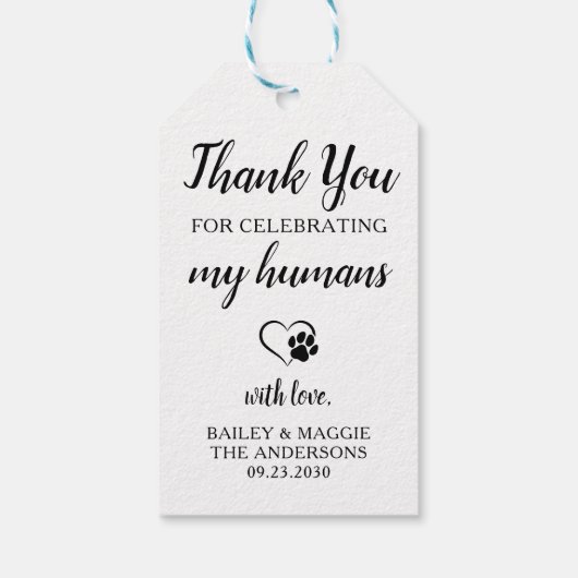 Vielen Dank Personalisierte Hunde Leckerei Gastges Geschenkanhänger (Rückseite)