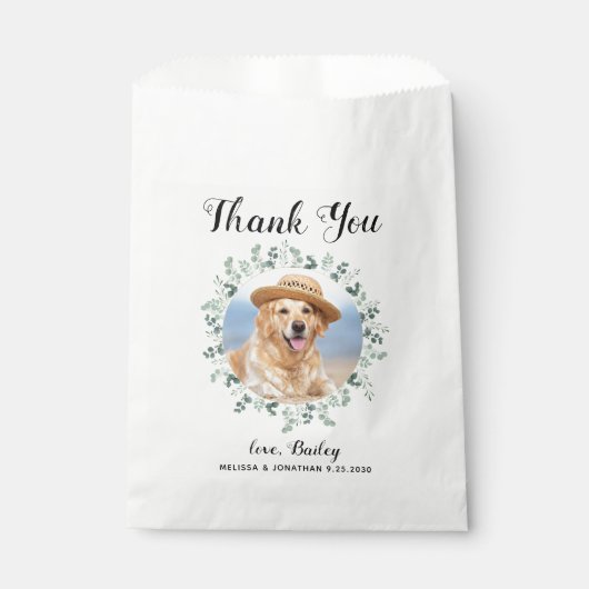Vielen Dank Pet Foto Eukalyptus Dog Leckerei Hochz Geschenktütchen (Vorderseite)