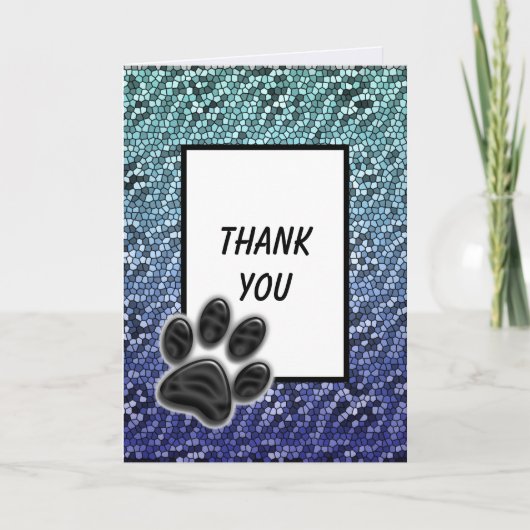 Vielen Dank Pet Sitter Blue Mosaik Tile Paw Print Dankeskarte (Vorderseite)