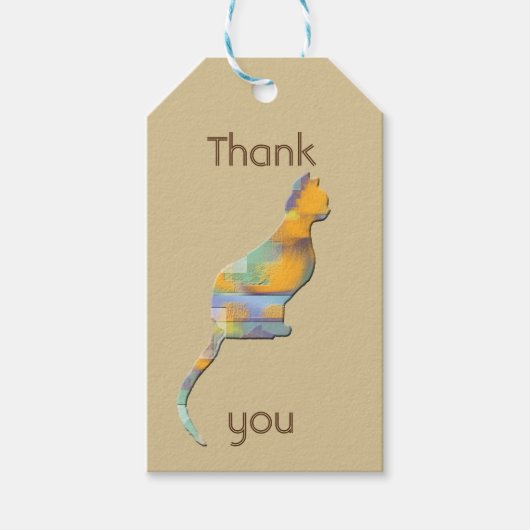 Vielen Dank Pet Sitter Farbe Block Katzenkatze Geschenkanhänger (Vorderseite)