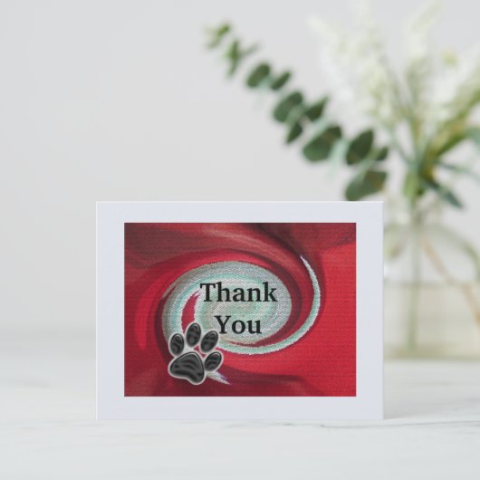 Vielen Dank Pet Sitter Red Swirl Tierpaw Print Postkarte (Stehend Vorderseite)