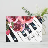 Vielen Dank Piano Aquarellblumen Dankeskarte (Stehend Vorderseite)