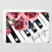 Vielen Dank Piano Aquarellblumen Dankeskarte (Vorne/Hinten)
