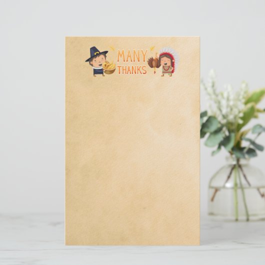 Vielen Dank, Pilgrim und Native Dankbarkeit zusamm Briefpapier (Stehend Vorderseite)