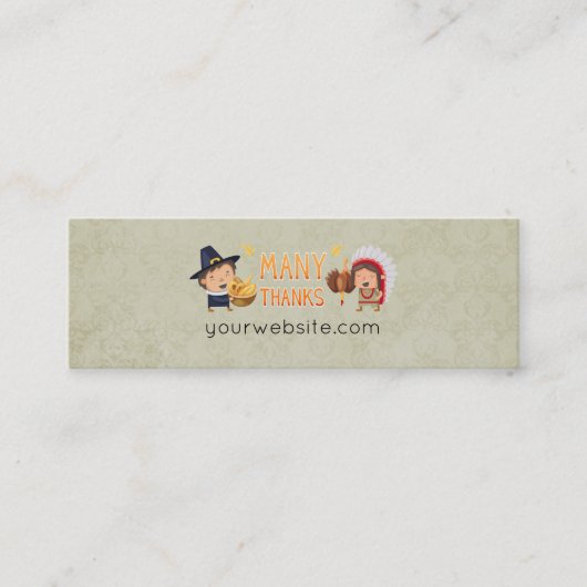 Vielen Dank, Pilgrim und Native Dankbarkeit zusamm Mini Visitenkarte (Vorderseite)