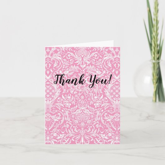 Vielen Dank Pink Ananas Viktorianisch Vintag Damas Dankeskarte (Vorderseite)