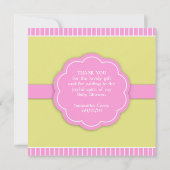 Vielen Dank Pink Baby Dusche Flat Card Einladung (Rückseite)