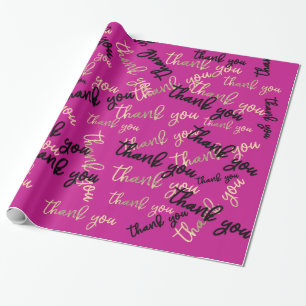 Vielen Dank Pink Berry Gold Caligraphy Script Gefa Geschenkpapier