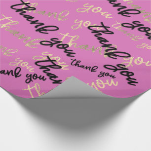 Vielen Dank Pink Black Gold Caligraphy Script Geschenkpapier