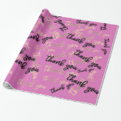 Vielen Dank Pink Black Gold Caligraphy Script Geschenkpapier (Ungerollt)