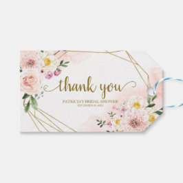 Vielen Dank - Pink Blush Floral Gold Gefälligkeit Geschenkanhänger